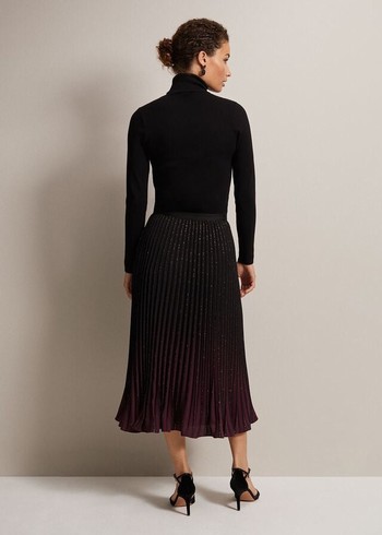 Phase Eight Estella Ombre Pleated Skirts Black/Multicolor USA | 4028936-SM